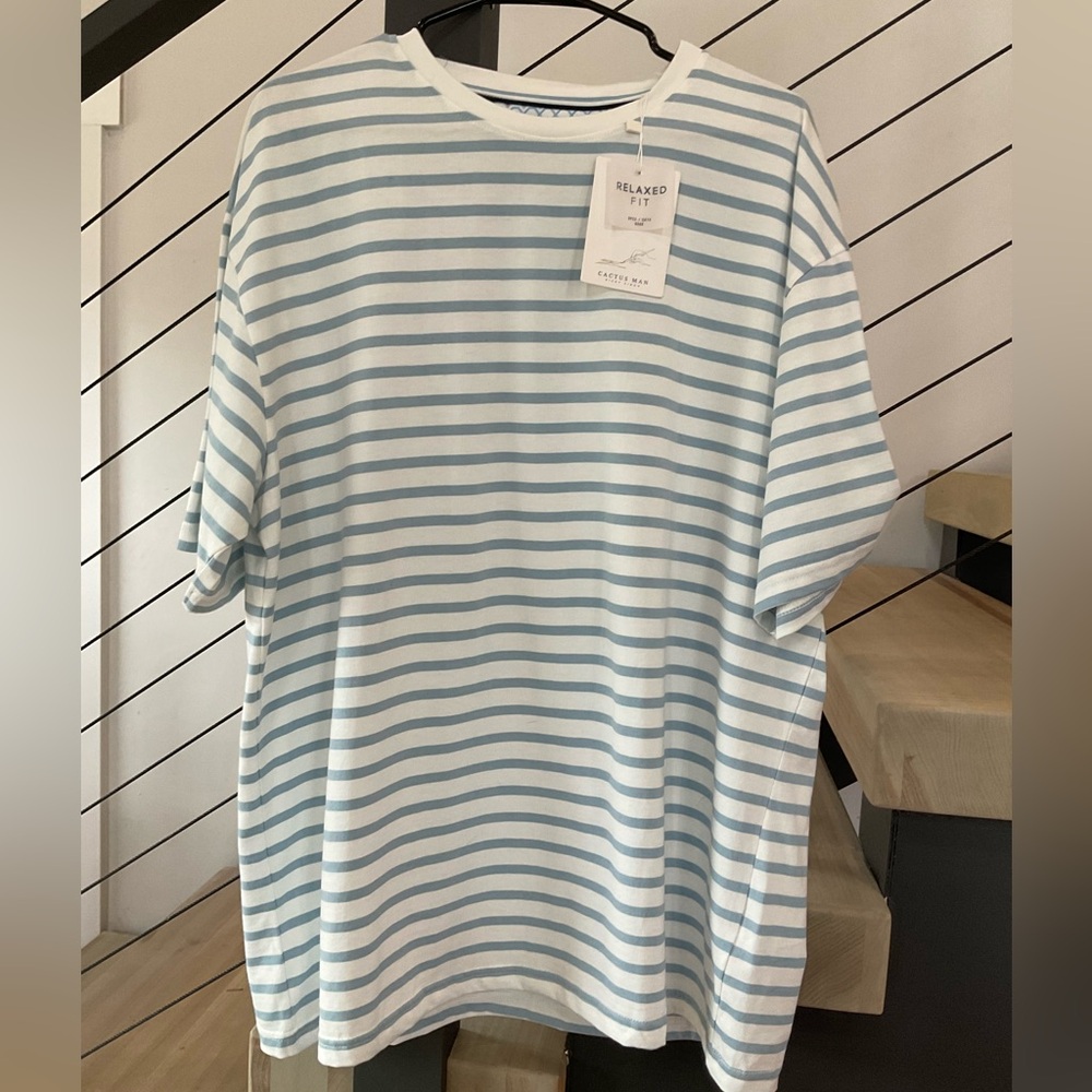 Cactus White and Light Blue Striped Tee
